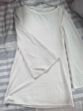 Urban Outfitters White Ribbed sweater Mini Dress